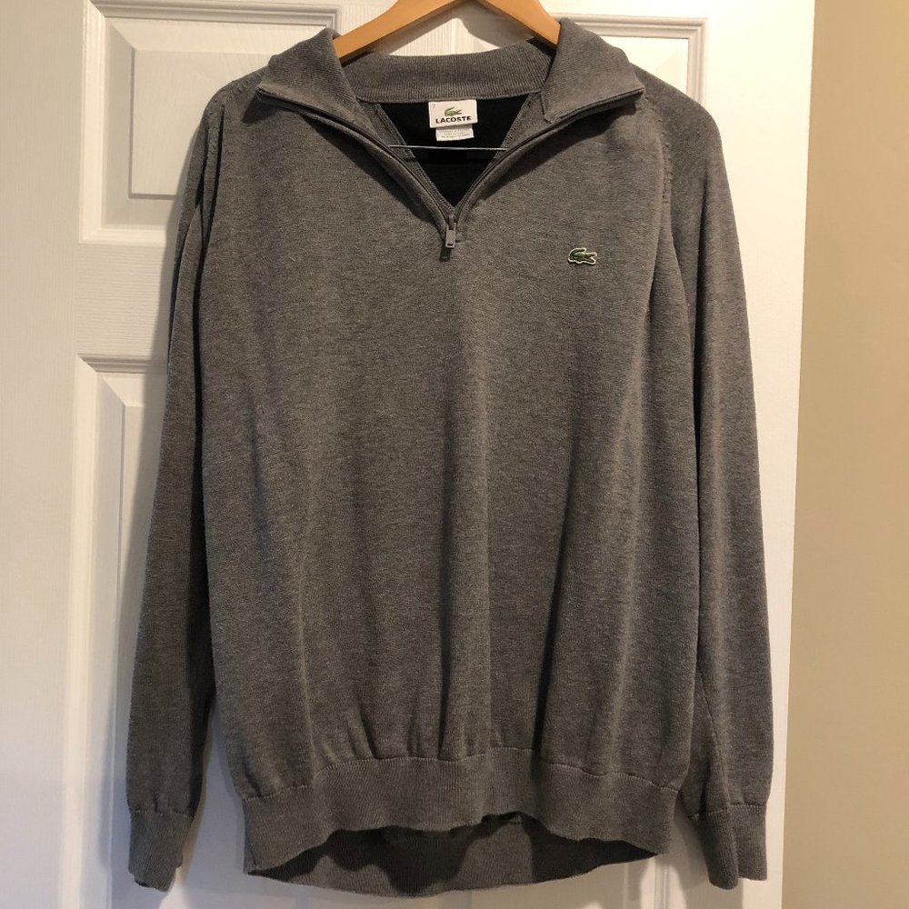 Lacoste Men 100% Cotton 1/4 Zip Sweater Size 7